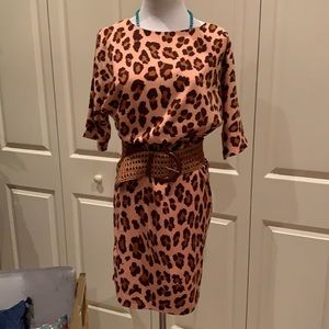 Leopard animal print dress, size small. Brown orange. By W118 William Baker